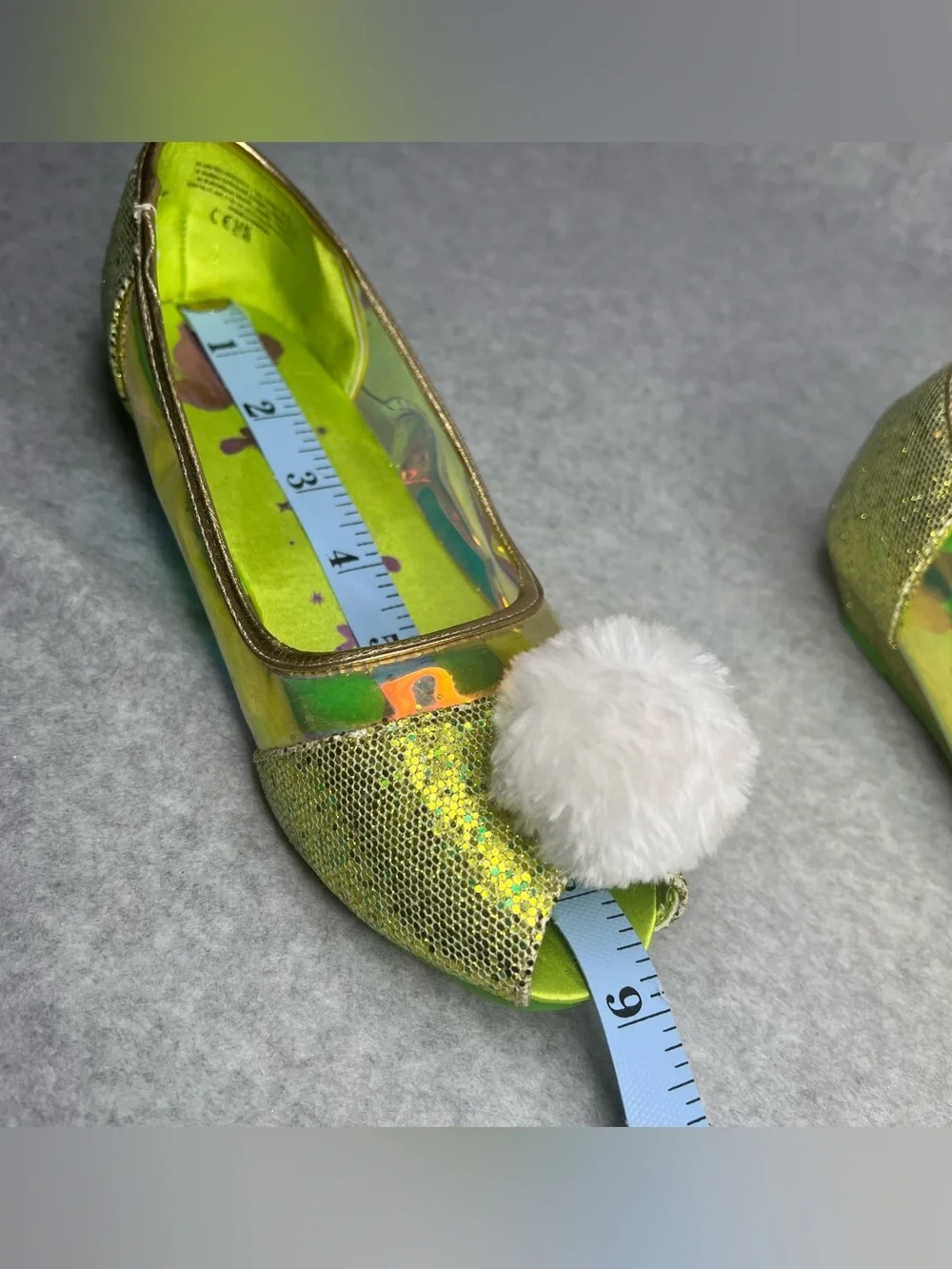 Disney Store Girls 2/3 Tinker Bell Pom Shoes Costume Accessory Peter Pan Fairy